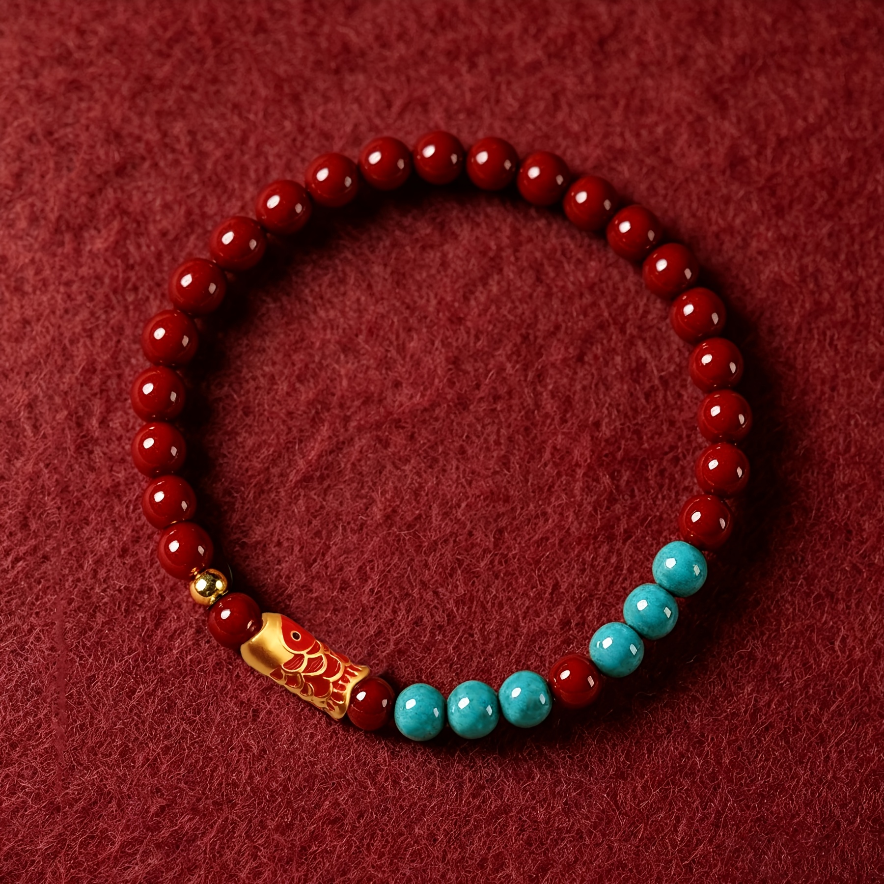TEMU Bracelet de Koi – Bracelet de Perles de Turquoise et de pour et – Cadeaux de Bon Anniversaire et de Fête Bénis pour et