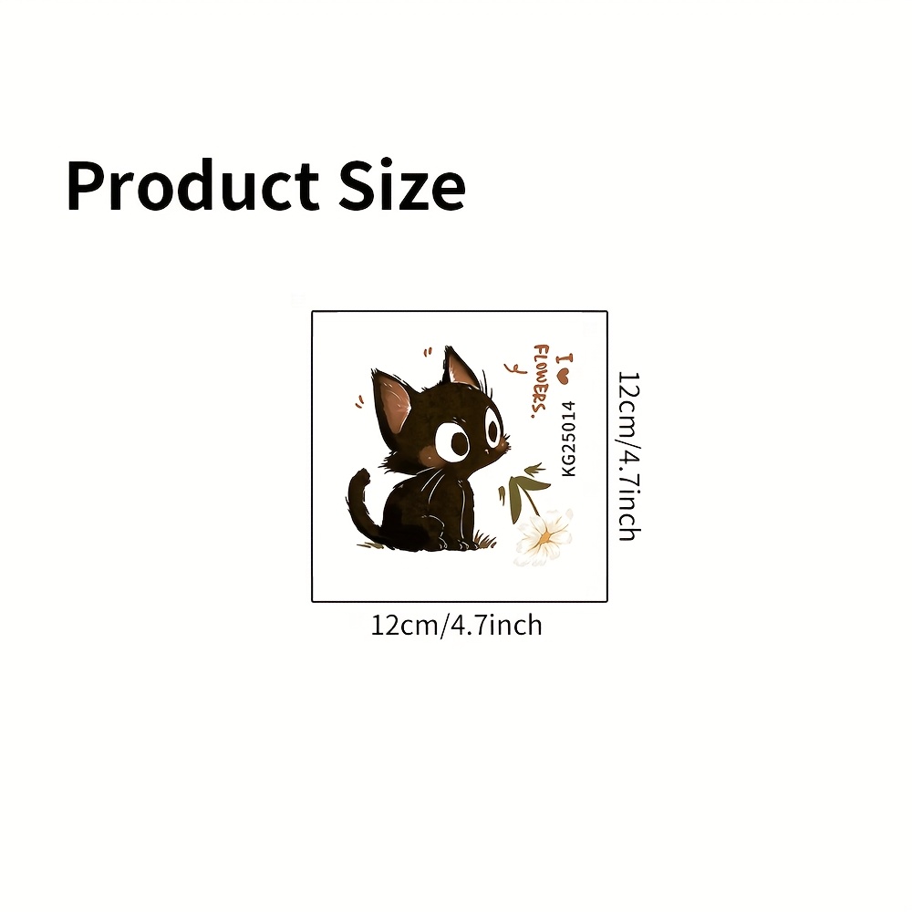 1pc Modern Cartoon Cat & Flower Wall Sticker - Waterproof Removable Pvc Decal For Light Switch Decor, , Animal Print Pattern, Self-adhesive For Bedroom & Living Room, Cute Stickers