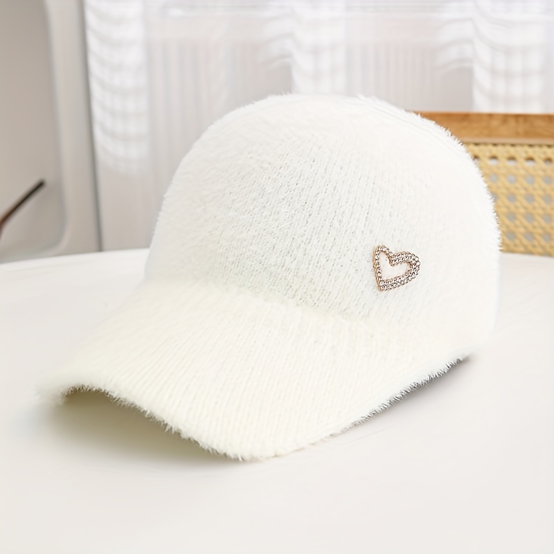 E-shop 1 Stück herzförmige Baseballkappe, koreanischer Trend-Logo-Entenschnabelhut, stylische vielseitige Winterkappe