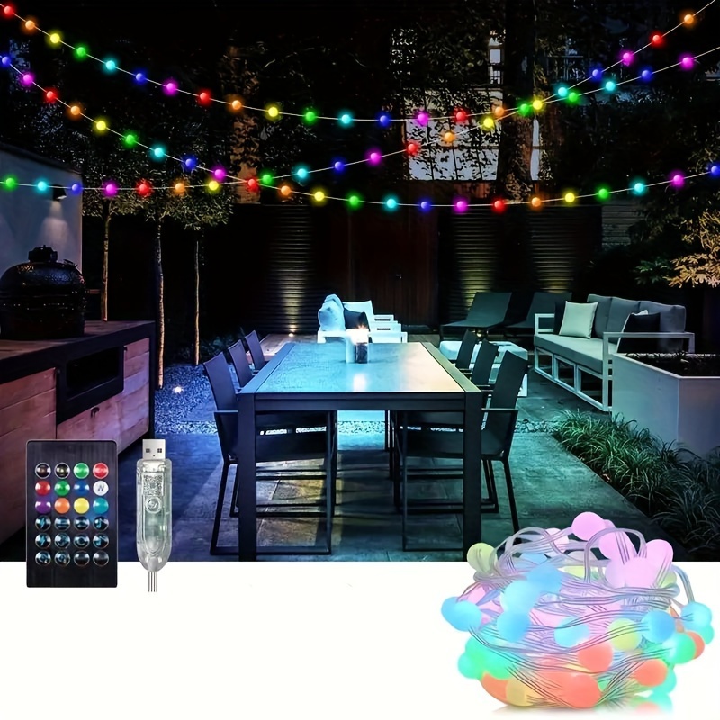 

33ft Spherical Light String, 66 Led Color-changing Lights Indoor Light String, Suitable For Classroom, Dormitory, Birthday, Backyard, Courtyard, Garden, Party And Living Room Decoration.