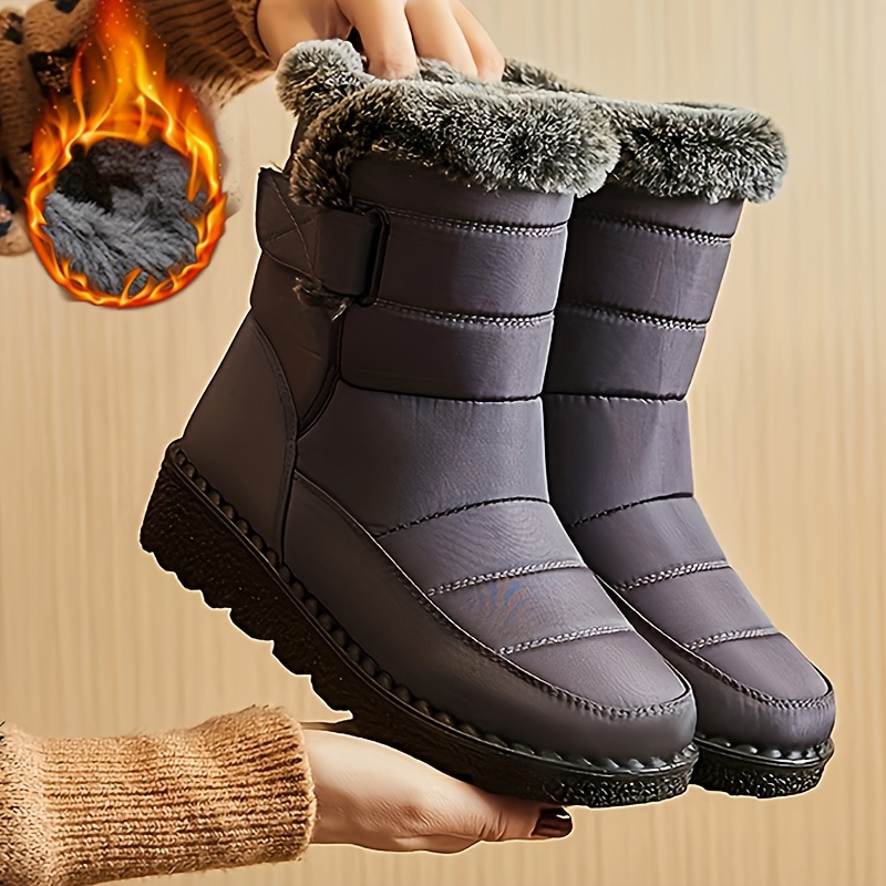 fur waterproof anti slip winter boots warm plush inner Temu