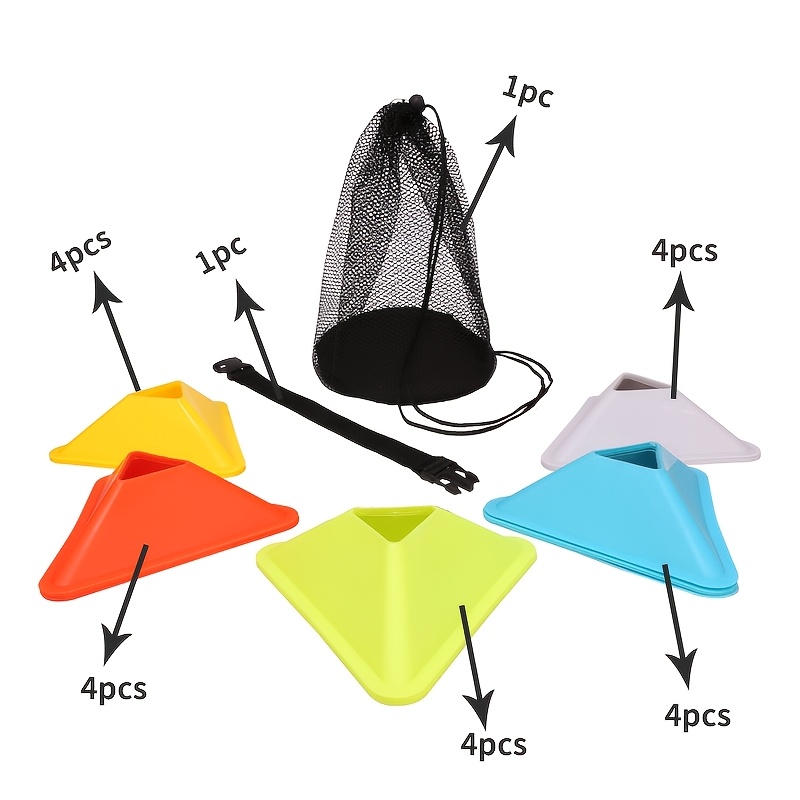TEMU Paquete de 20 o 40 discos marcadores triangulares, discos de , marcadores, obstáculos para equipo de entrenamiento de fútbol y baloncesto