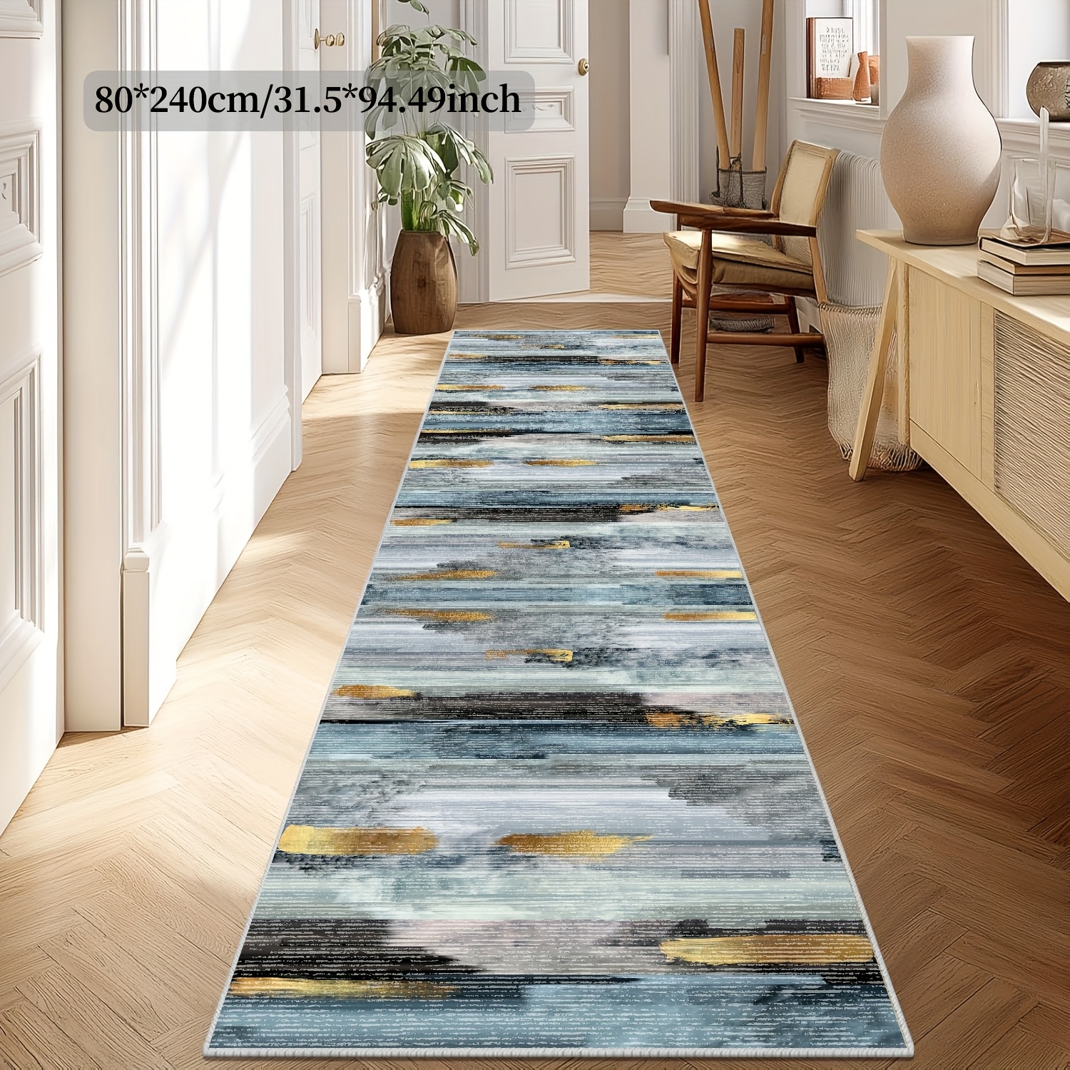 1pc Modern Imitation Cashmere Carpet Runner - Large Long Hallway Rug Suitable For Living Room, Bedroom, Kitchen, Office - Shaved Fiber, Non-slip & Machine Washable, -long Runner ()