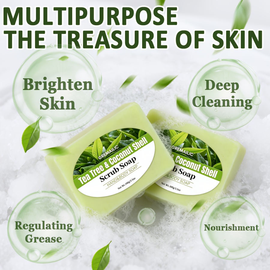 3pcs Tea Tree Oil & Coconut Extract Soap Bars