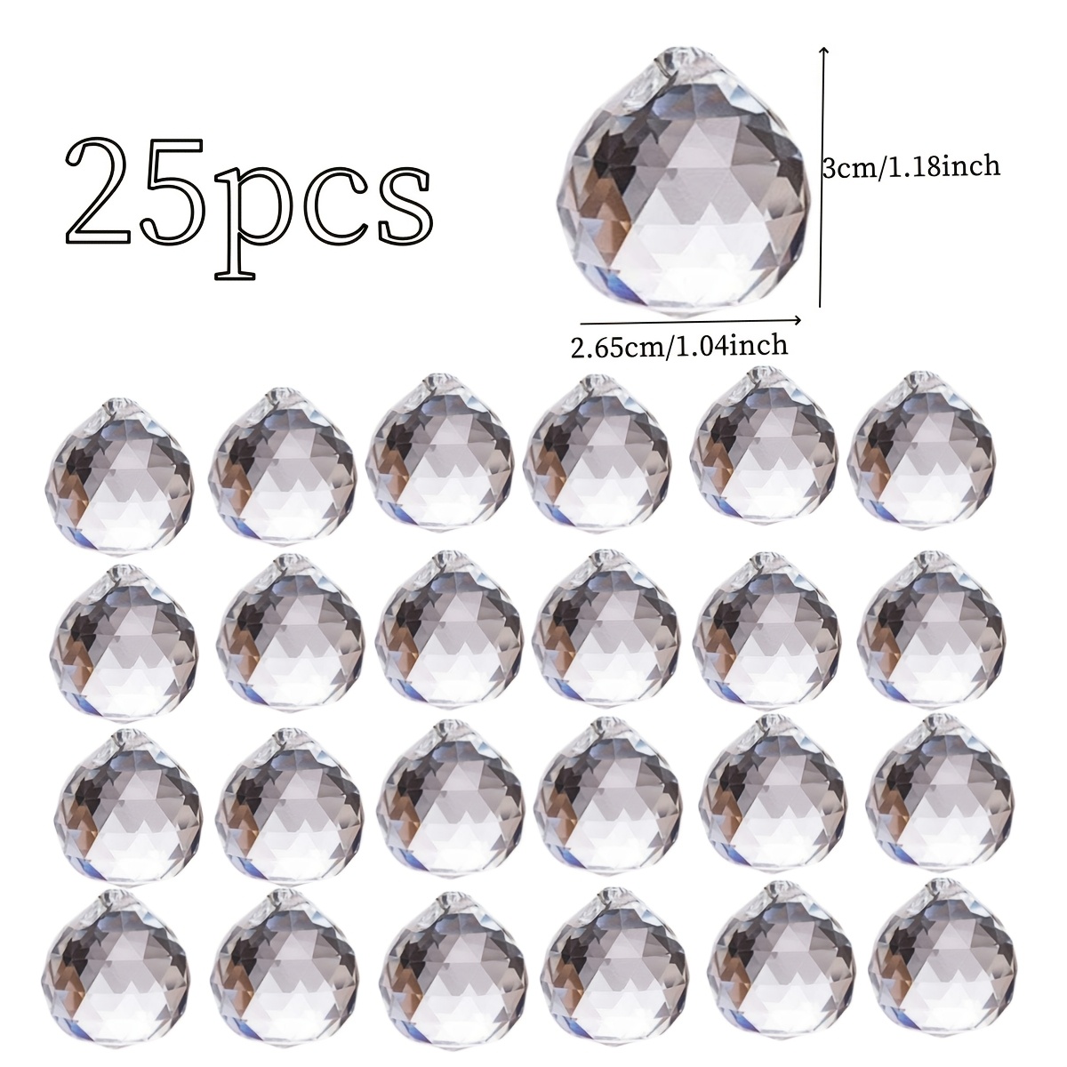E-shop 25 Stück 2D flache Acryl-Kristall-Prisma-Anhänger, hängende Deko-Anhänger, funkelnde Sonnenfänger für Hochzeitsdekoration, Balkon Garten