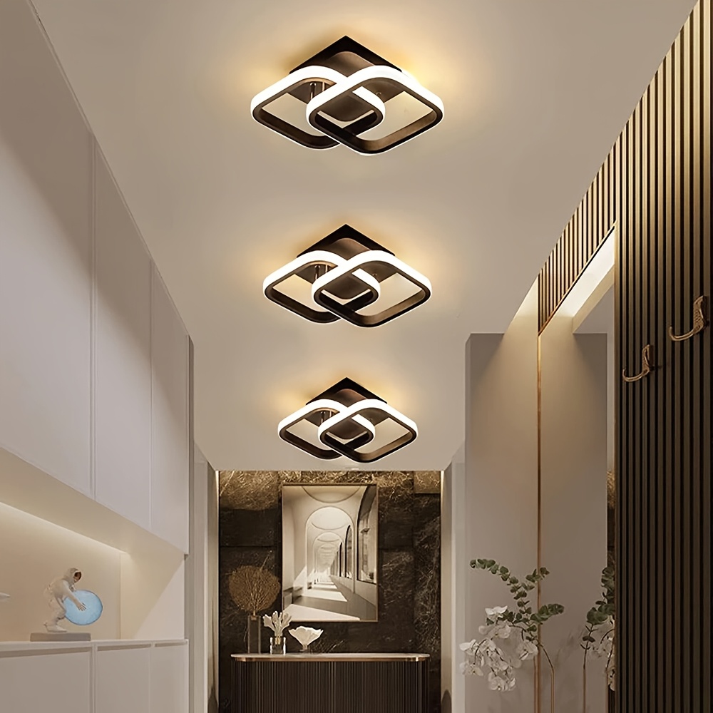 Temu – TEMU Modern Nordic Square Led Semi- Ceiling Lamp, Intelligent Three-color Adjustable Decorative Lighting Fixture, Staircase Lighting, Indoor ,