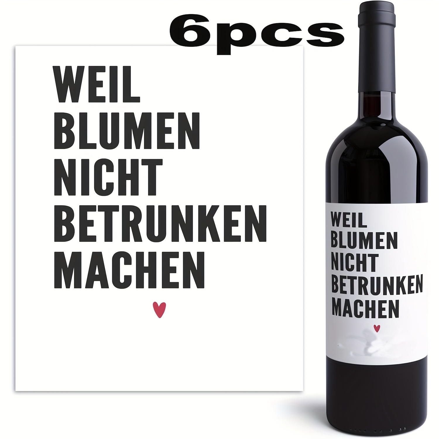 Image of 6pcs Wine Labels " Flowers Drunk" Bottle Tags, Birthday Gift Stickers For Wine Bottles, Suitable For Wine Decorations