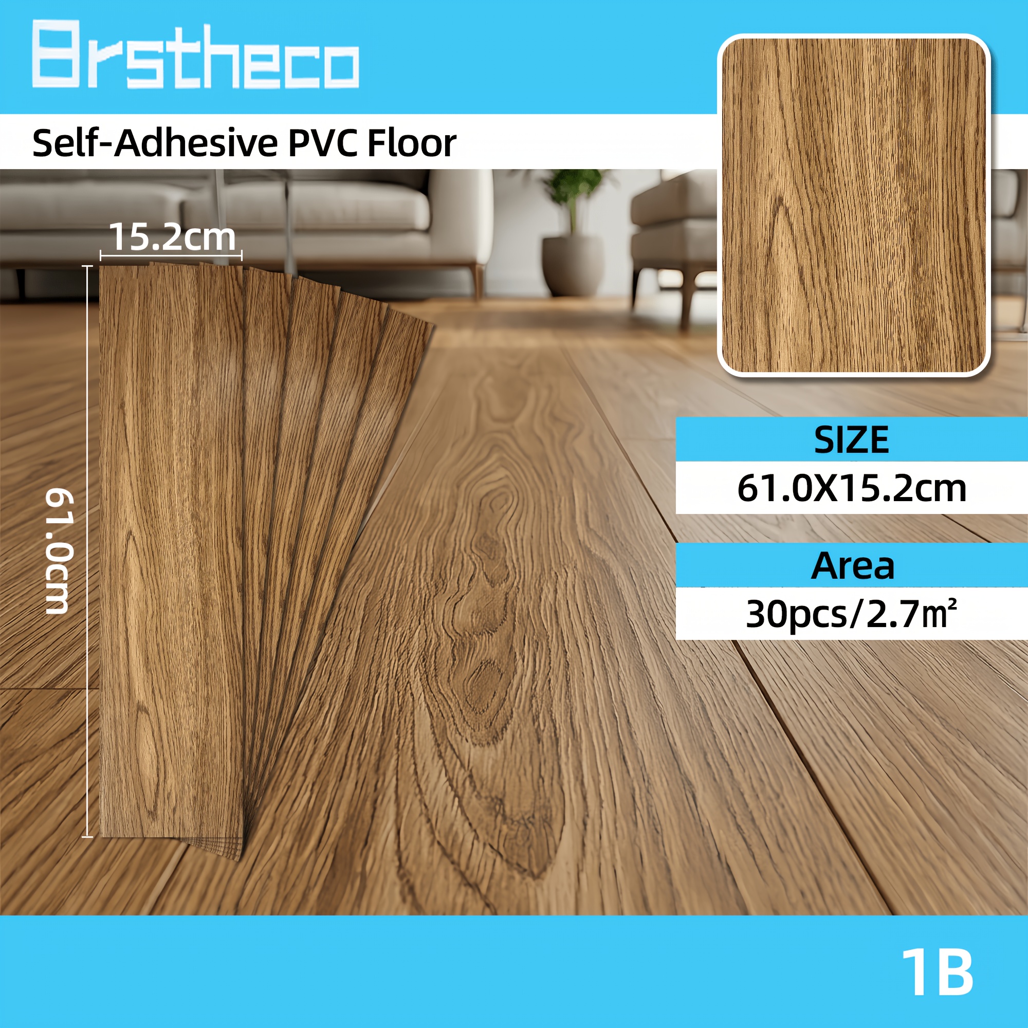 Image of 30pcs (sheets) Self-adhesive Waterproof Wood Floor Panels Suitable For, Bedroom, - Pvc Retro Wood Grain Floor Stickers, & Apply, Wear-resistant Floor Covering For Home Decoration, No Removal