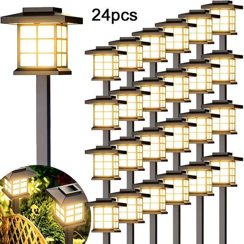 TEMU 24/48pcs Solar Outdoor Lights, Solar Lights, Lawn Lights, Led Landscape Lighting, Solar Garden Lights, Outdoor Path Lights, Ip44, Outdoor Patio