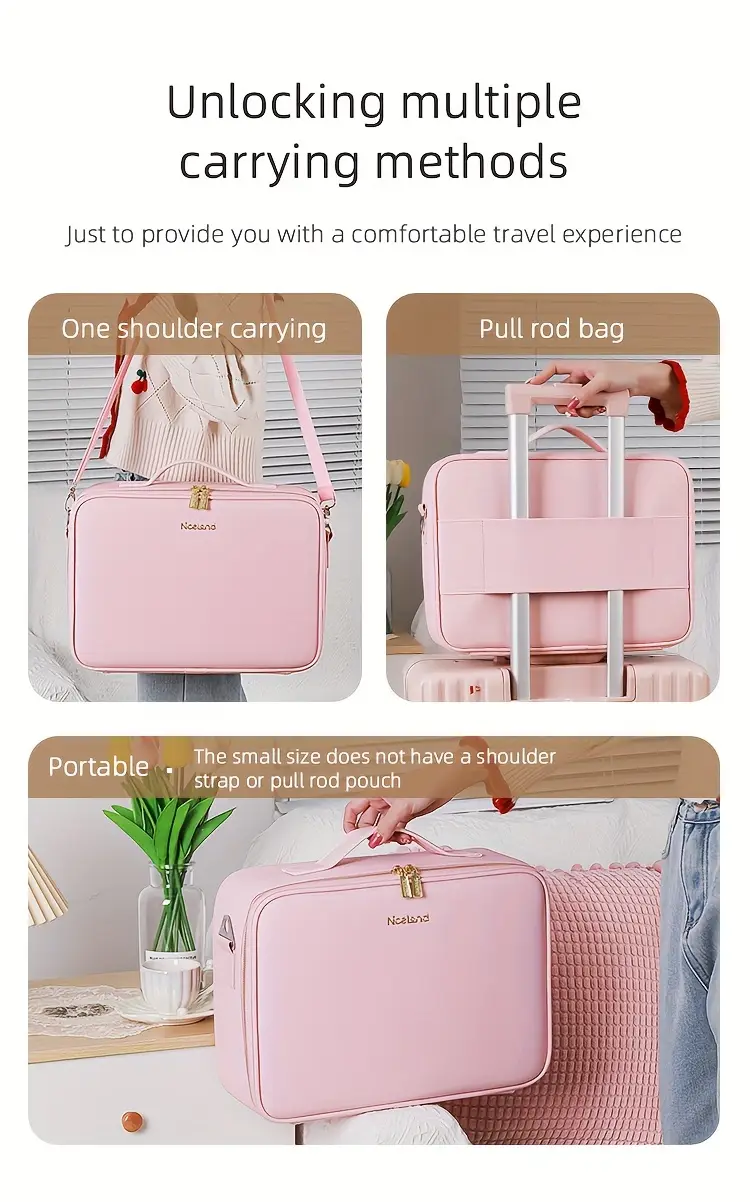 makeup travel bag with led lighted adjustable brightness portable makeup case with adjustable dividers make up train case organizer makeup brush accessories and tool case Product details 5