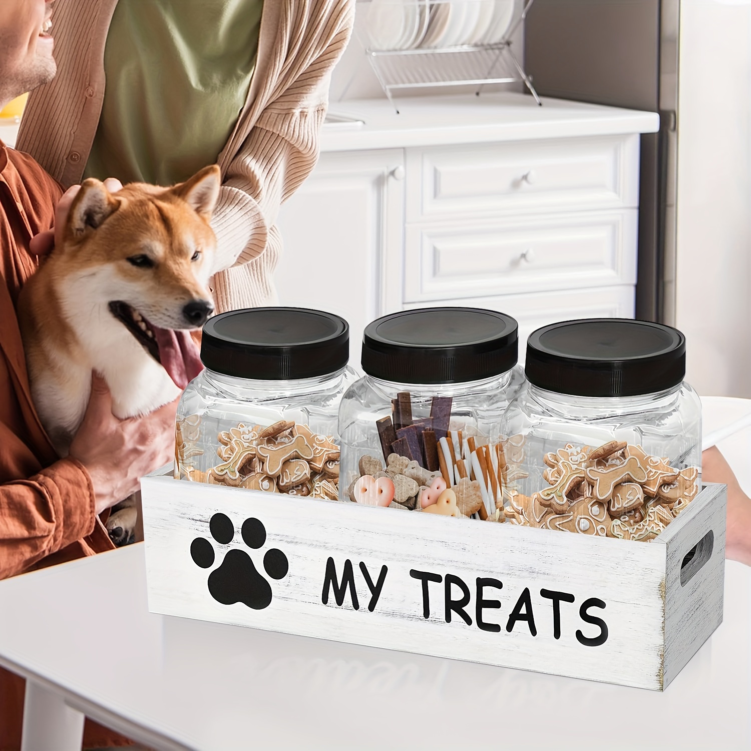 customizable airtight dog treat storage container 3 jars Temu