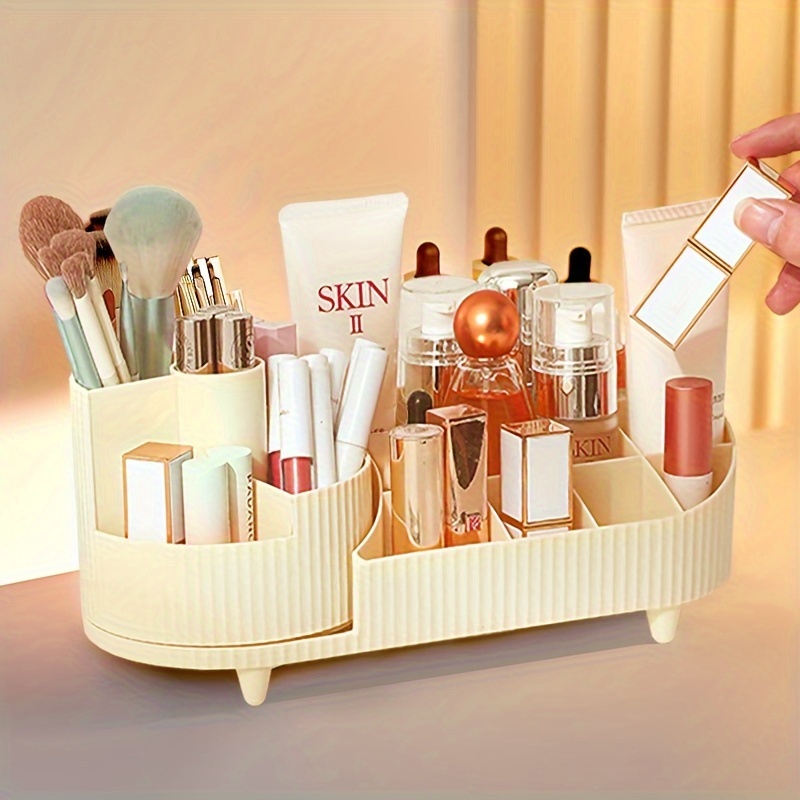 

Luxury 360-degree Rotating Makeup Organizer - Large Desktop Cosmetic Storage Box For Brushes, Lipsticks & Accessories