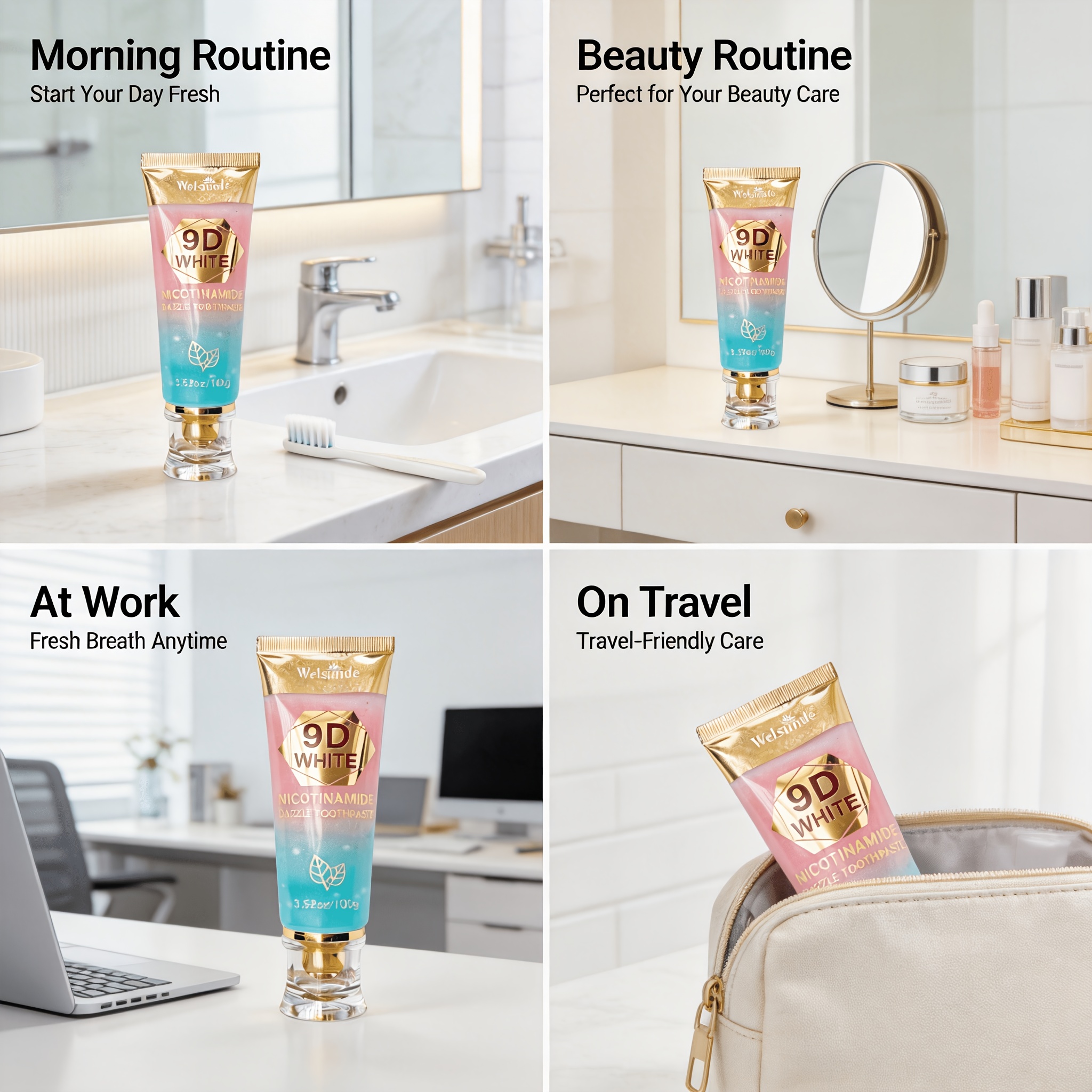 Buy 2 Toothpaste Get 1 Toothpaste Squeezer, 9D White Niacinamide Mint & Peach Flavor