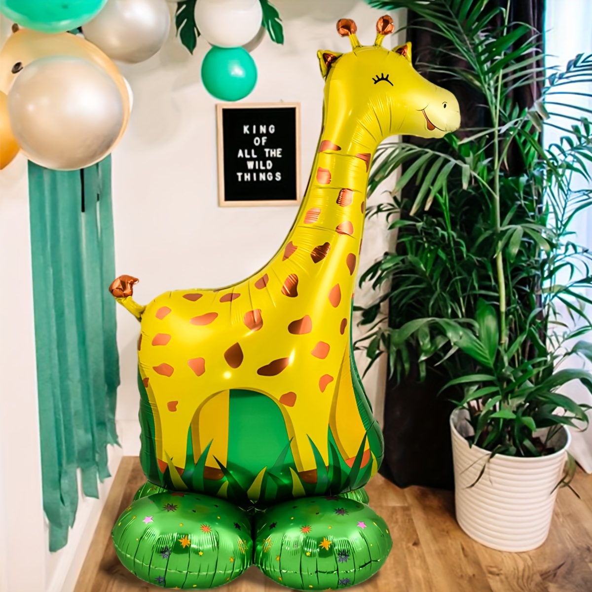 

1pc Standing Giraffe Foil Balloon, Animal Shape Balloon Suitable For Jungle Zoo Theme Party, Birthday Gathering, Baby Shower Scene Decoration Supplies