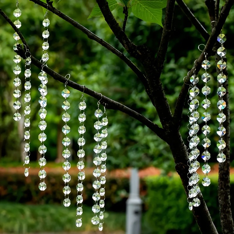 TEMU 20pcs Glass Crystal Chandelier Prism Beads, Hanging Crystal For Chandeliers, Christmas, Wedding, And Home Decor