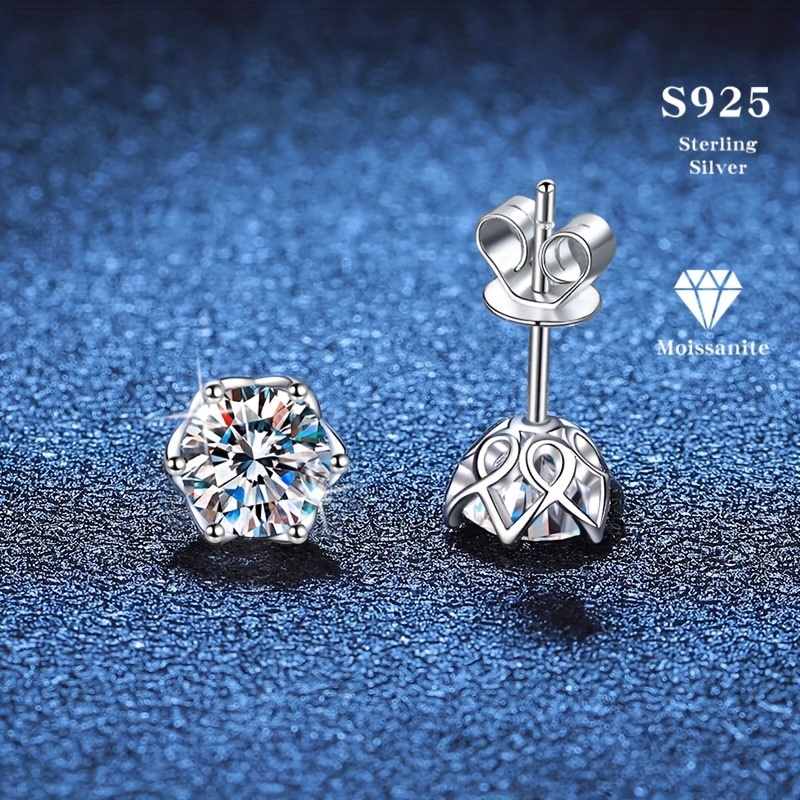 

2pcs Moissanite Stud Earrings Hypoallergenic 0.5ct-2ct Round Cut 18k White Gold Plated 925 Sterling Silvery Earrings Jewelry Gifts For Women Men 2.1g