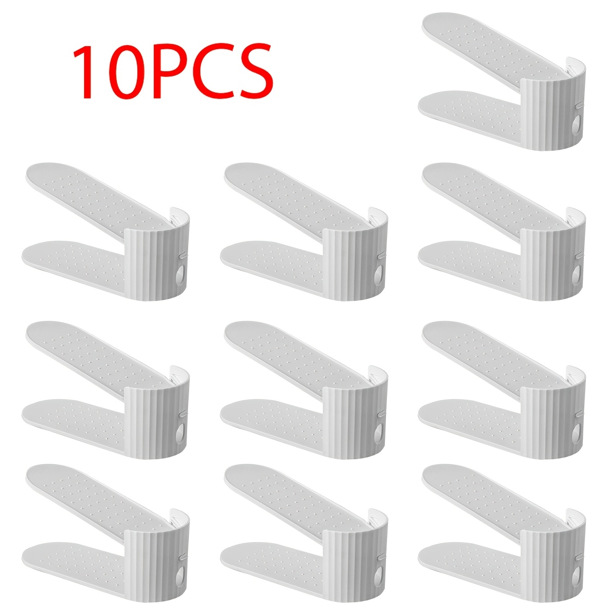 10pcs Shoe Rack, Double-layer Plastic Organizer, Space-, Messy Issues, Fits All Kinds Of Shoes, Foldable Splicing, Free Combination, Suitable For Living Room, Dormitory, Closet.