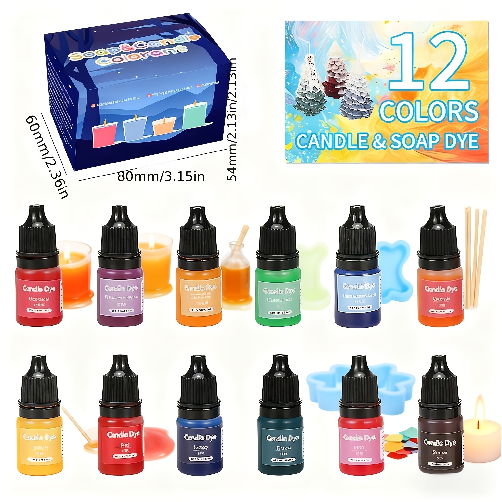 Image of 12 -based Candle & Resin Dye Set - High Concentration Essential Oil Pigment Suitable For Diy Handmade Candles, Soap Making, Wax Colorant, Coloring Agent For Resin Crafts, Gift For Hobbyists