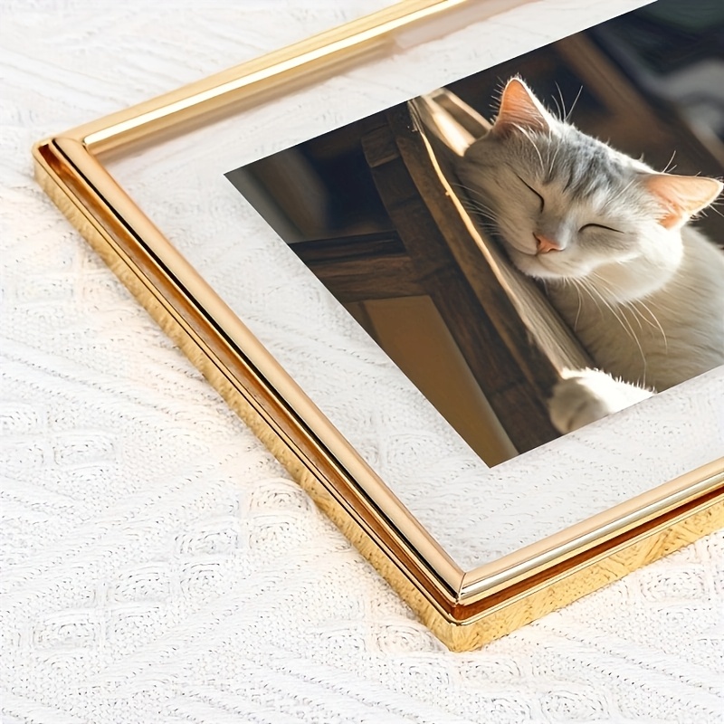 golden metal transparent photo frame portrait home - Temu