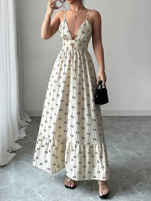 Women's Spring/summer Maxi Dress, V-neck with Cut-out Design, Thin Straps and Backless Women's Spring/summer Maxi Dress, V-neck with Cut-out Design, Thin Straps and Backless