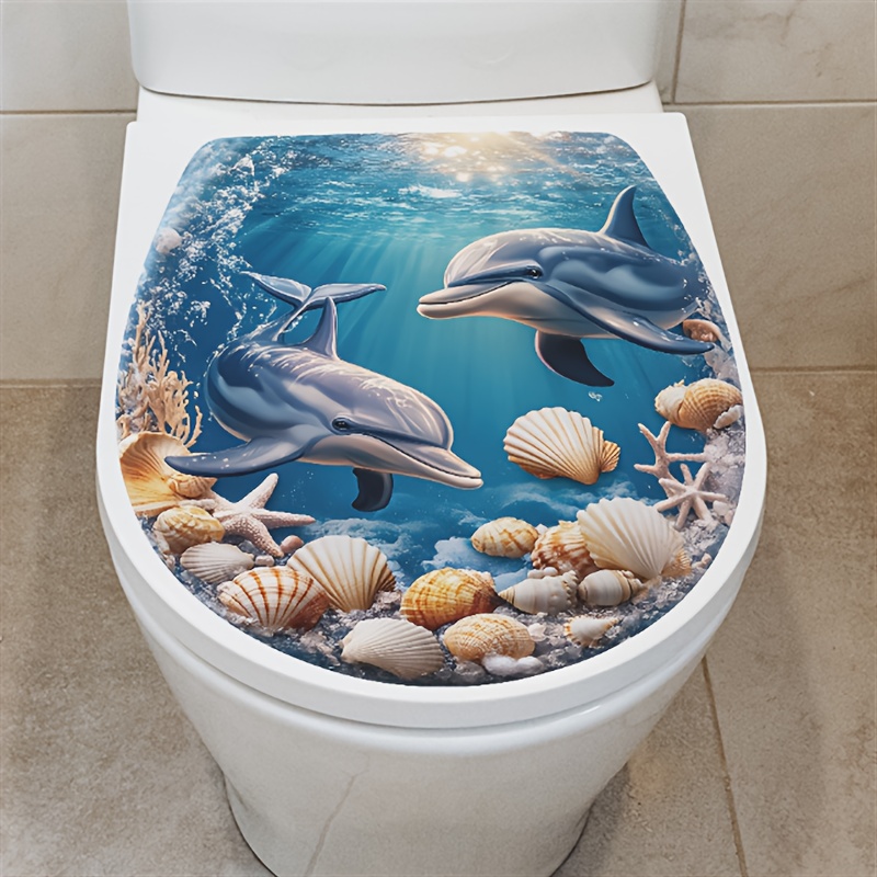 Ocean Dolphin Shell Bathroom Toilet Sticker Decorative Wall Sticker