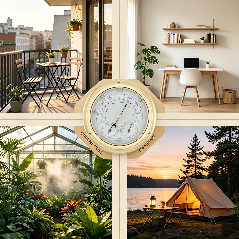 3-in-1 Weather Station Barometer with Thermometer & Hygrometer - No Battery Required, Dual Scale   Meter Suitable for Home, Office, Outdoor, Use, Wall/Tabletop Mount, Thermometer Hygrograph for Temperature Humidity Monitoring