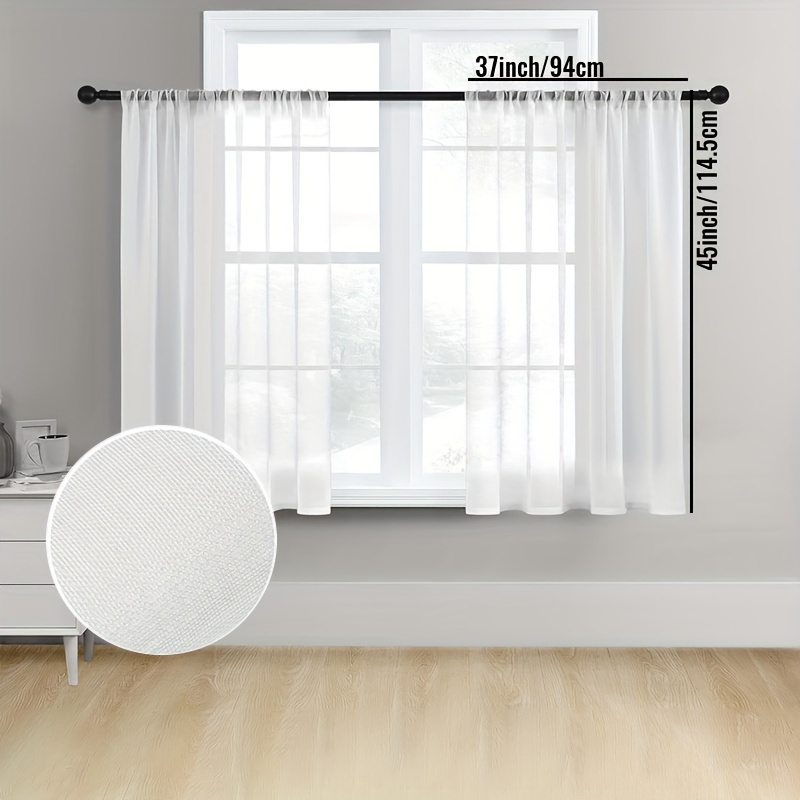 Image of White Semi-sheer Rod Pocket Curtains - Lightweight Breathable Polyester, Modern Boho Farmhouse Style, Perfect For Kitchen/cafe/living Room Decor/bedroom, Light-filtering Window Treatments