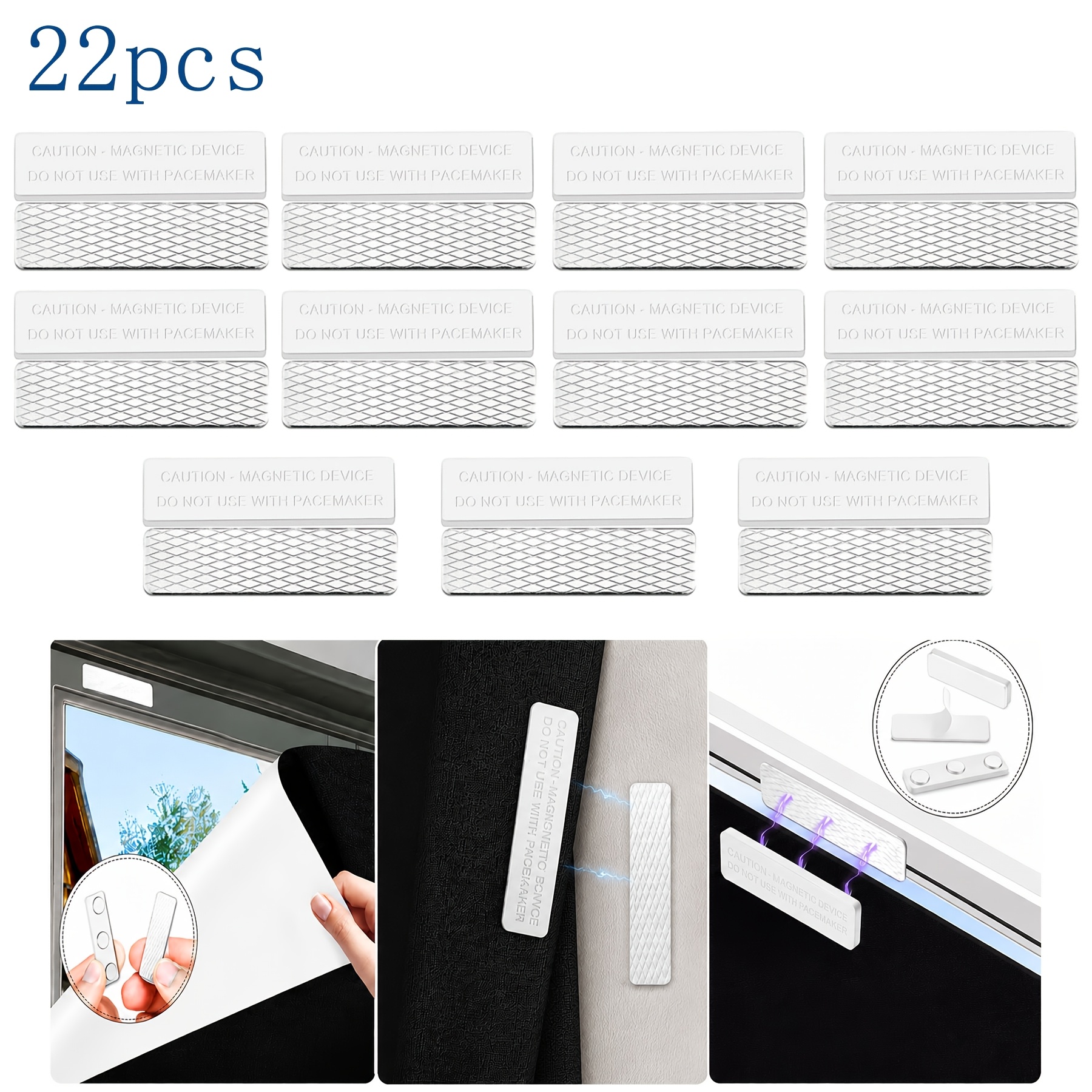 TEMU Self-adhesive Curtain Fastener Clips, Magnetic Attachment Curtain Holders For Privacy Curtains, Room Dividers, Bedroom, Dorm And Office Fabric
