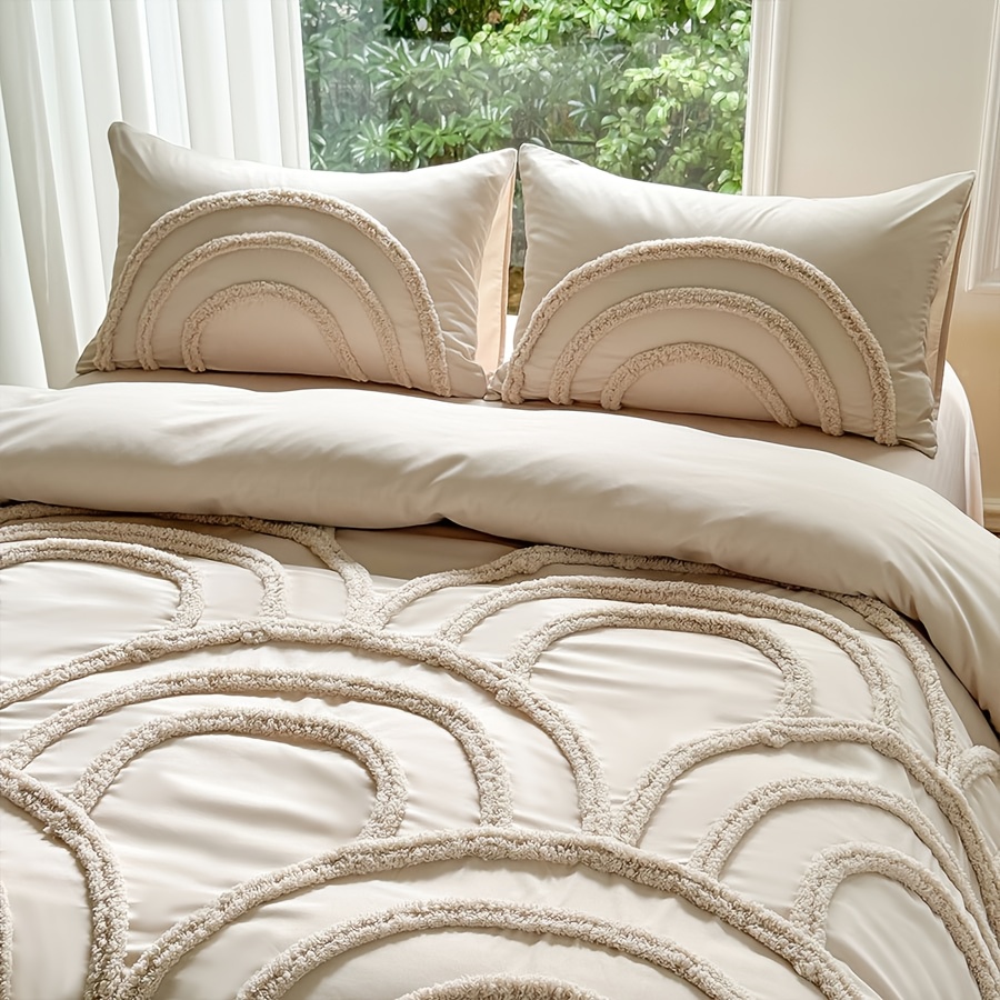 2pcs/3pcs Tufted Nordic Bohemian Style Bedding, Modern Minimalist Soft and Comfortable Bedding, Duvet Cover Set with Zipper (Includes 1 Duvet Cover and 1 Pillowcase/2 Pillowcases). Available in Multiple Colors and Sizes, a Suitable Gift for Family