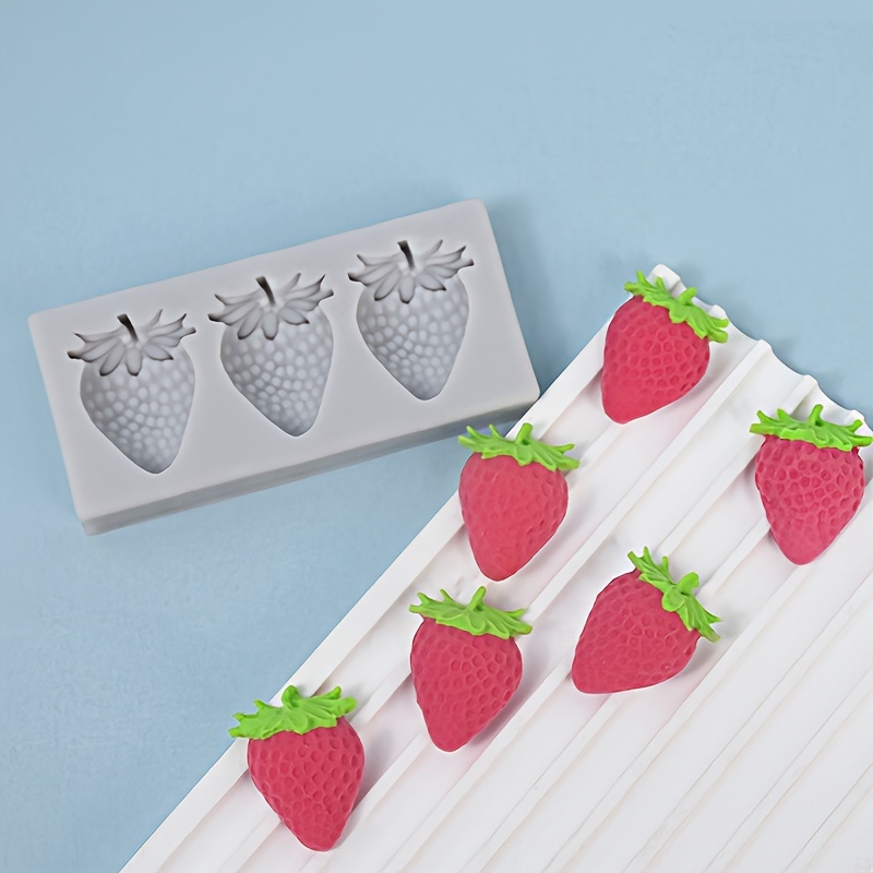 

1pc, Silicone Strawberry Trio Mold, Mold For Candle, Candy, Chocolate, Resin, Clay Crafts, Ice Cream, And Cake Decoration, Kitchen Supplies