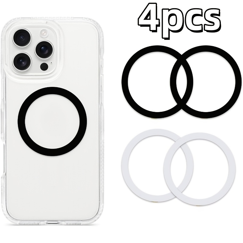 TEMU 4pcs Magnetic Ring Pad Phone Stand Accessories, Suitable For Wireless And Magnetic Pads, Phone Case Magnetic Rings, Compatible With All Phone