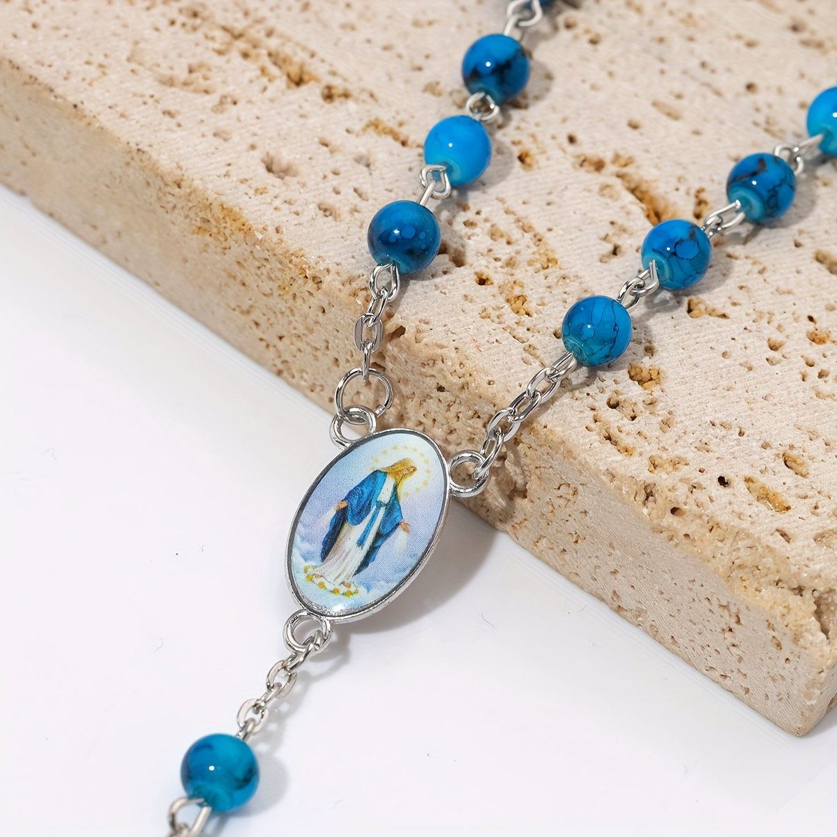 An Elegant Blue Glass Handmade Necklace Suitable For Everyday Occasions Is To Some Smooth Baptisms