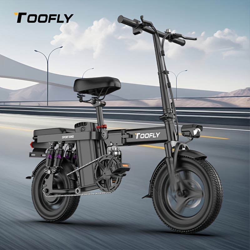 

400w Electric Bike Electric Bicycle With 48v 15ah Battery, 14" Electric Bike, E-bike With Pedals Max 20mph, Waterproof Folding Mini Bike, High Carbon Steel