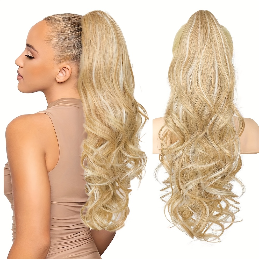 TEMU トなダーティカーリーウェークリップポニーテール - 女性用ロング合成ヘアピース、ボリュームアップ＆長さのためのバリューマススクランチスタイル、ポニーテールヘア