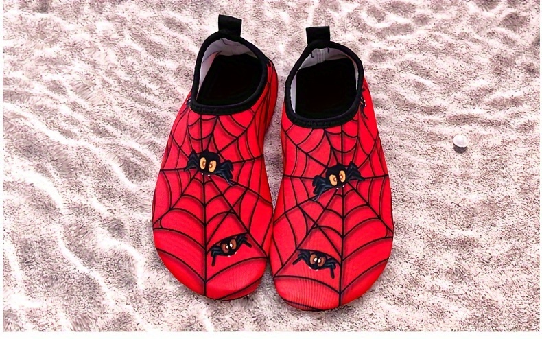 Spider Boy Beach Shoes Red Wading Shoes Lightweight Water Shoes Beach Swimming Girls Water Shoes Swimming Surfing Summer Youngsters's Cartoon Cute Three Spider Webs