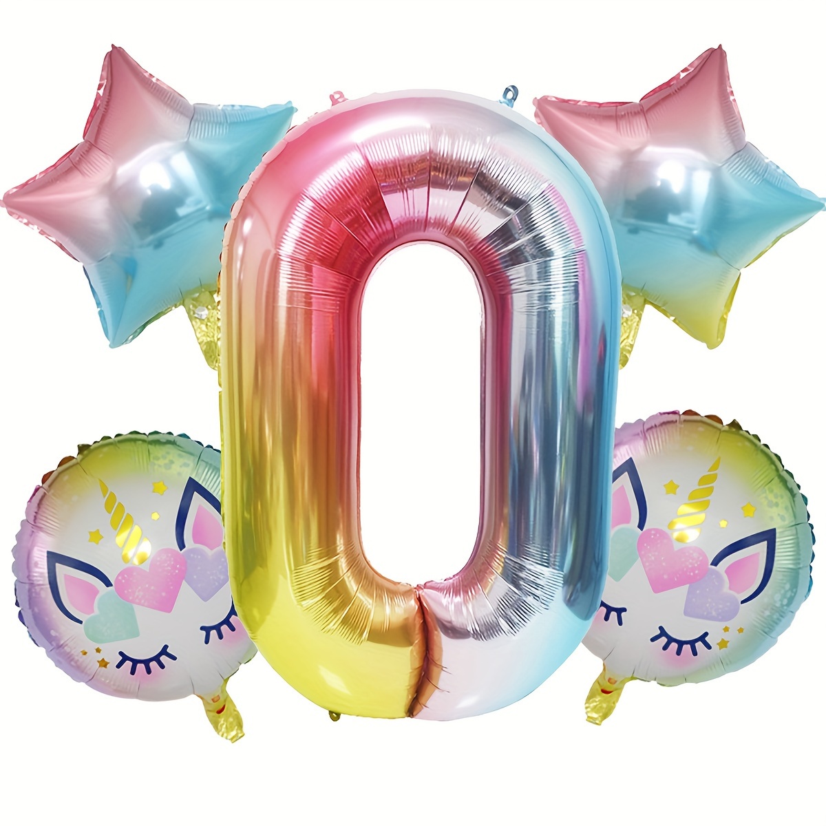 A Set Unicorn Summer Party Balloons Set Colorful Rainbow - Temu