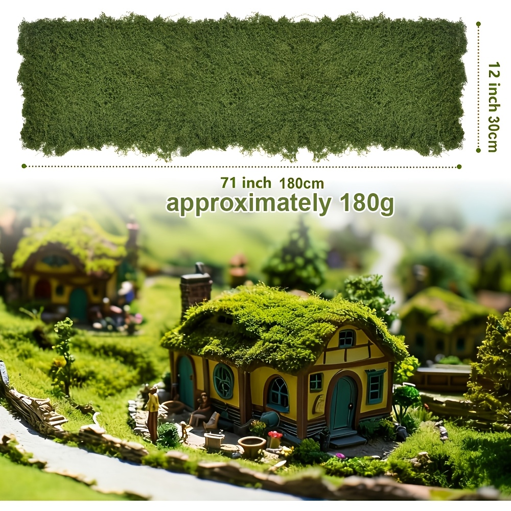 Image of Fake Moss Table Runner For Decor, 12" X 71" Soft Fluffy Faux Moss Mat, Artificia Dark Roll Fake Grass For Crafts, Fairy Garden, Forest, Wedding, Party, Diy Table Centerpieces