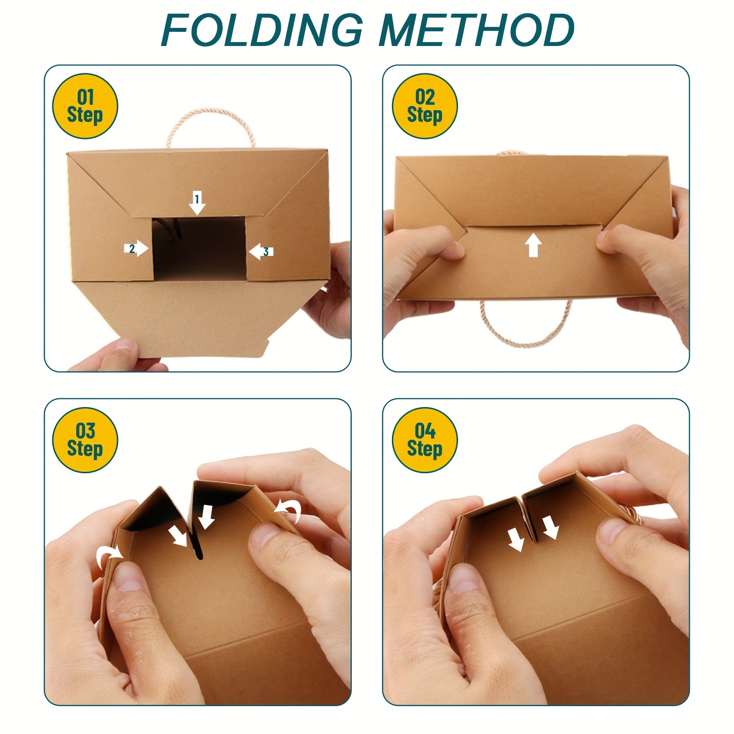 [Customizable Paper Gift Boxes] 20pcs Customizable Paper Gift Boxes with Handles - 20x10x13.5cm White, Brown & Golden, Ideal for Weddings, Birthdays, Christmas, Halloween - Perfect for Candles, Cosmetics, Small Gifts, Gift Boxes for Gifts, Best for Christmas, Perfect for Thanksgiv