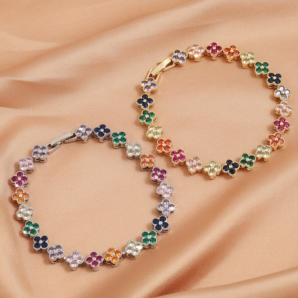 

Fashionable Unisex Hand Chain With Colorful, Shimmering Synthetic Zircon Stones - Suitable For Daily And Formal Occasions