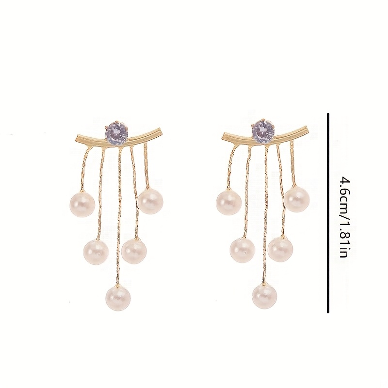 Sterling Silver Pearl Tassel Earrings, Long Drop Dangle for Daily & Party