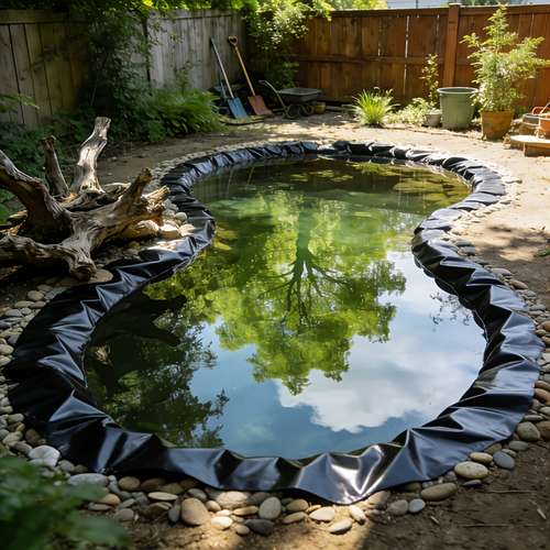 6 Sizes Available – PVC Fish Pond Liner Membrane 0.12mm, Black, Reinforced For Gardens & Landscaping