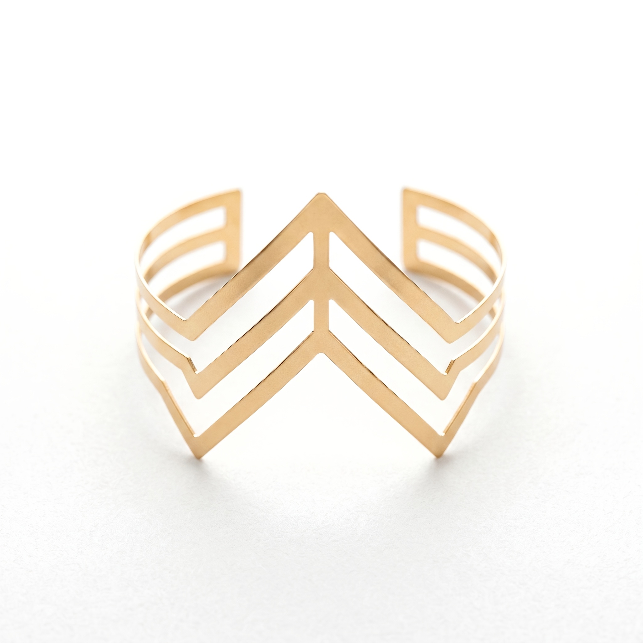 TEMU 1pc Minimalist Three-layer V-shaped Arrow Open Bangle, Adjustable Geometric Hollow-out Smooth Golden Open Cuff Bracelet, Unisex Stackable