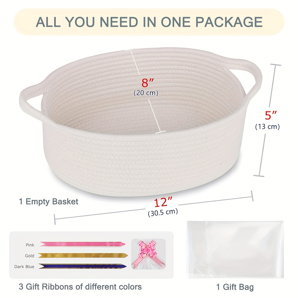 TEMU Gift Basket, Woven Basket With Gift Bag And Ribbon, 12" X 8" X 5", For Presents, Birthday & Easter Gift Baskets, Baskets For Gifts, Holiday