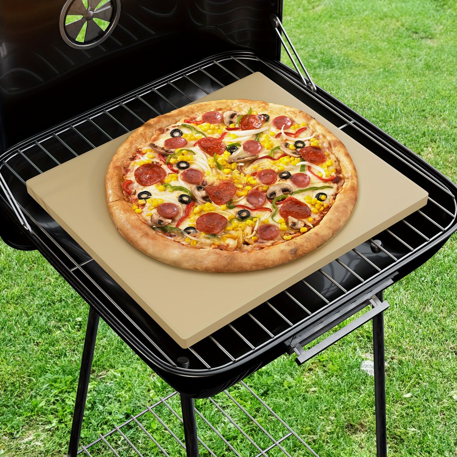 

Pizza Stone For Grill 16" X 14" - Pizza Stone For Oven Rectangular Baking Pizza Stone For Oven Heavy Duty Cordierite Stone, Ideal For Baking Different Sizes Of Pizzas