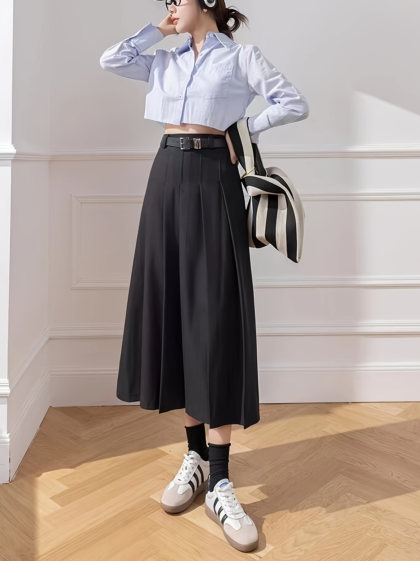 Nknit ンニット　flared skirt d. gray Flared Knit Skirt - Gray melange - Ladies | H&M US