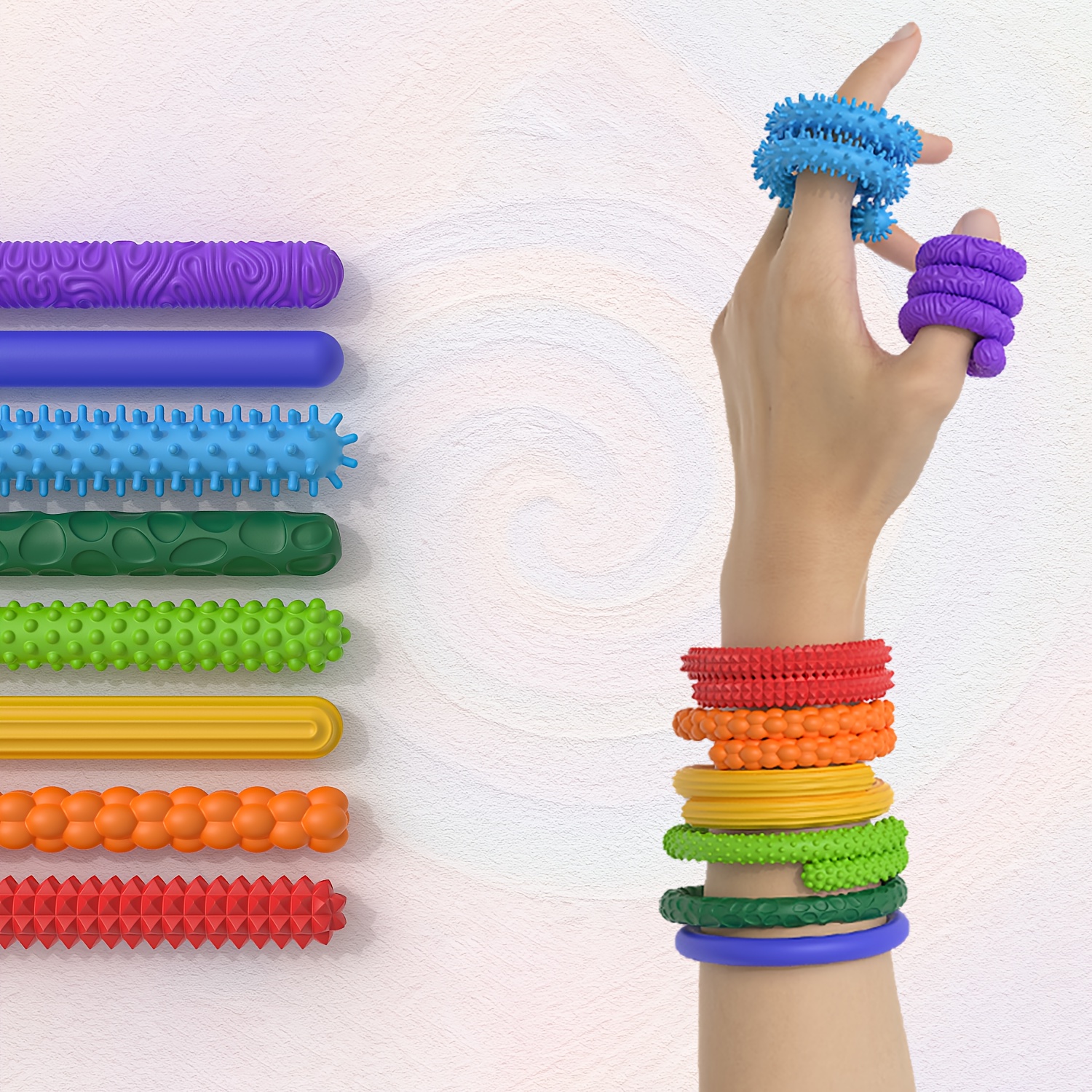 4 8pcs silicone sensory sticks flexible