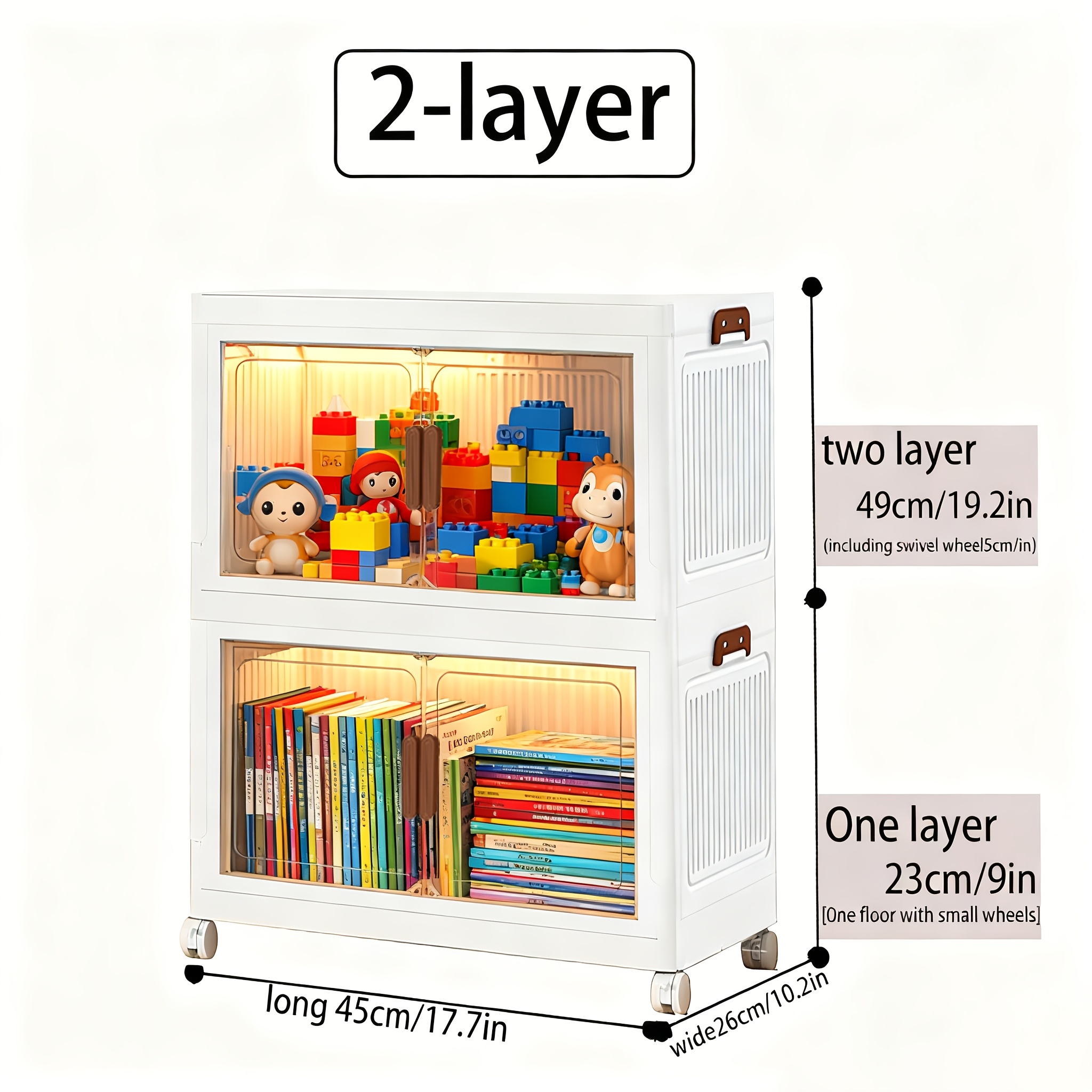 45/50Cm Oversized Folding Storage Cabinets with Wheels And LIDS - Foldable And Stackable Plastic Bins, Storage Cabinets for Household Storage And Organizing Appliances, Folding Storage Bins for Closets, Bedrooms, Kitchens, Office Storage