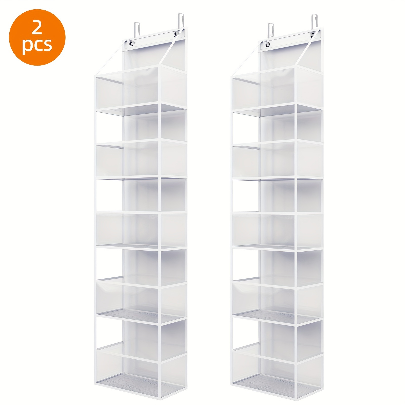 

2 Pcs 5-shelf Over The Door Hanging Pantry Organizer, Hanging Storage With Clear Plastic Pockets, Large Capacity Door Organizer For Closet, Bedroom, Bathroom And (55.9in)