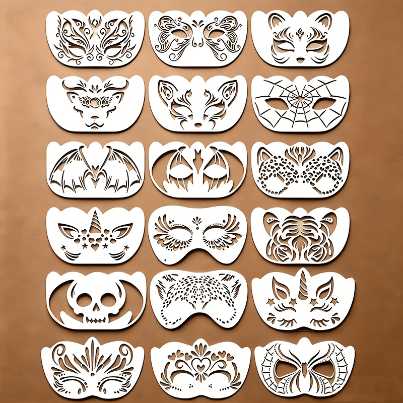 TEMU Ensemble de 18 pochoirs de peinture professionnelles, idéal pour théâtral, d'Halloween et les décorations de fête - des de chauve-souris et