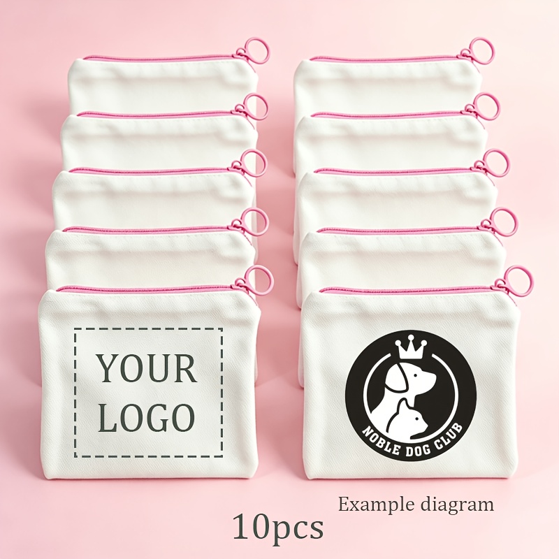 TEMU Gift For Her/him 10pcs Custom Pattern Coin Purses, Latest 11x11cm Personalized Photo/logo Fabric Toiletry Bag Small Storage Pouch, Pink Zipper